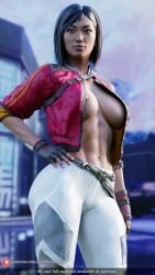 3d abs asian asian_female darkbahamuth fit_female hi-rez_studios pinup rogue_company ronin_(rogue_company) short_hair