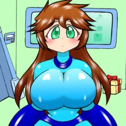 1girls animated big_breasts bodysuit bouncing_breasts brunette female female_only green_eyes long_hair mega_man mega_man(classic) mega_man_(character) mp4 no_sound roco_(sulfer-kokegitsune) rule_63 sulfer-kokegitsune tagme video