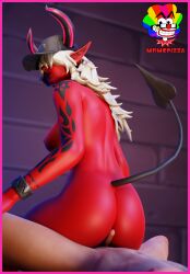 big_ass big_breasts buttjob demon demon_girl demon_horns desdemona_(fortnite) fortnite hot_dogging mrmcpizza reverse_cowgirl_position small_penis small_penis_adoration