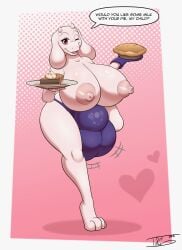 absurd_res anthro balls big_breasts big_udders bouncing_udders bovid breasts bulge caprine english_text furry futa_only futanari genitals goat goat_humanoid goat_udders hi_res huge_breasts huge_udders humanoid looking_at_viewer mammal mommy_kink one_eye_closed panties plate solo speech_bubble tagme text thick_thighs tohilewd toriel undertale undertale_(series) wide_hips wink winking_at_viewer