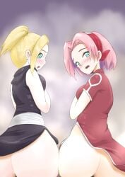 2girls ass ass_focus duo female female_only huge_ass ino_yamanaka microsd_(artist) naruto naruto_(classic) naruto_(series) naruto_shippuden sakura_haruno