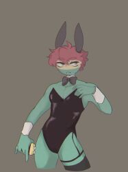 ._. bolivia_(countryhumans) clothing cone_ink countryhumans green_body green_skin playboy playboy_bunny red_hair short_hair tagme