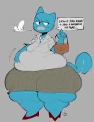 1girls anthro ass belly blue_fur boxmingle breast cartoon_network chubby chubby_female color colored english_text fat feline feline_humanoid female female_focus female_only furry gilf grabbing_belly grandmother heels hips large_ass mary_senicourt necklace purse skirt stomach text the-anonymous88 the_amazing_world_of_gumball thick_thighs thighs thunder_thighs wide_hips