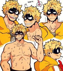 1boy blonde_hair blush fatgum male male_only mask mo_nu_047 my_hero_academia solo sweat sweatdrop taishiro_toyomitsu toyomitsu_taishirou