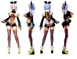 3d ass_cleavage bar_censor belt big_breasts bow_hairband breasts butt_crack censored erect_nipples high_heels iwara kagamine_rin large_areolae lion_musashi long_sleeves looking_at_viewer nipple_cutout nipples pussy short_hair thighhighs vocaloid white_hair yellow_eyes