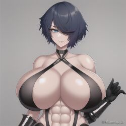 abs ai_generated armor breast_bigger_than_head huge_breasts op_ai short_hair tagme