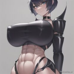 abs ai_generated armor breast_bigger_than_head huge_breasts op_ai short_hair tagme