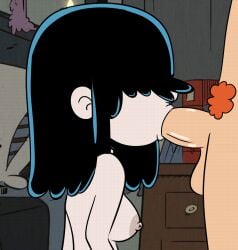 animated big_breasts black_hair blowjob covered_eyes fellatio gif goth hair_over_eyes hard_nipples looping_animation lower_body lucy_loud medium_hair nipples oral rocky_spokes saliva_on_penis saliva_trail shoulder_length_hair small_breasts sonson-sensei the_loud_house unseen_male_face