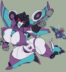 airborne airplane blue_areola blue_lipstick bursting_breasts crotch curvy decepticon heels helmet imric1251 jet pointing pubic_tattoo purple_body red_eyes slim_waist slipstream solo_female stockings thong transformers wings