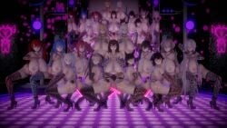 13girls 3d 6+girls armwear ass_tattoo azur_lane bell_collar big_breasts breasts_bigger_than_head glowing_eyes glowing_tattoo heart-shaped_pupils huge_breasts leopard_print micro_bikini mireille_(mmd) mmd phut_hon pubic_tattoo sex_toy tagme tagme_(character) thighhighs