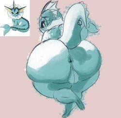 ass big_ass big_butt bubble_ass bubble_butt gothicc_komy_(artist) huge_ass looking_at_viewer looking_back no_humans pokemon pokemon_(species) sketch vaporeon