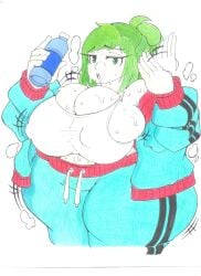 1girls 2022 bbw breasts chubby chubby_female curvaceous curvy fat female female_focus green_eyes green_hair hips huge_breasts huge_thighs inko_midoriya matching_hair/eyes milf my_hero_academia nipple_bulge plump sideboob solo solo_female solo_focus sweat sweating thick_thighs thighs tied_hair vitrioil_the_doctor voluptuous wide_hips