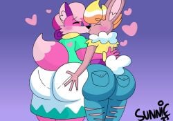 2girls allison_goleta ass_in_dress brappycatty butt butt_grab female female_only kiss kissing lesbian lesbian_kiss lesbians melody_amaranth super_lesbian_animal_rpg