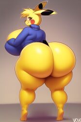 1girls ai_generated anthro ass ass_focus bedroom_eyes breasts bubble_butt bunny_girl butt chubby chubby_female dark_fur fat_ass gakapin giant_ass giant_breasts huge_ass huge_breasts huge_thighs nintendo novelai original original_artwork pikachu pokémon_(species) pokemon rear_view sweater thick thick_ass thick_thighs