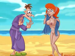 comics-toons disney dr_heinz_doofenshmirtz female ferb_fletcher human linda_flynn-fletcher male nipples phineas_and_ferb