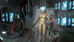 3d alyx_vance belt black_gloves black_hair blind blood blue_eyes bottomless breasts darklordiiid emotionless expressionless female fingerless_gloves garry's_mod half-life half-life_(series) half-life_2 happy headband hypnosis hypnotic_eyes hypnotized knife laser laying laying_down looking_at_screen medium_breasts mind_control mostly_nude naked necklace nipples nude open_mouth pale-skinned_male pale_skin pussy ribs slicing source_filmmaker stabbing stalker stalker_(half-life_2) standing surgery tech_control topless transhuman