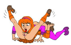 2girls 69_position anus ass blake cunnilingus daphne_blake dennis_clark female female_only hanna-barbera human multiple_girls pussy scooby-doo skirt socks stockings tongue tongue_out velma_dinkley yuri