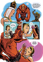 1girls beast-man comic german_text he_man masters_of_the_universe oral teela