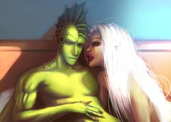 1boy1girl dragon_ball female green_skin image_comics male male/female savage_dragon savage_dragon_(character) straight tagme tambourine_(image_comics)