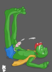 anthro cum frog frogger kolossal lying male male_only masturbation on_back penis side_view solo tagme