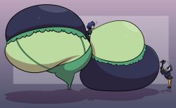 anthro ass_expansion big_ass big_breasts breast_expansion breasts bubble_butt colossal_ass colossal_breasts female gigantic_ass gigantic_breasts green_body high_heel_boots huge_ass huge_breasts mona_(shovel_knight) plague_doctor puffster3 shovel_knight thick_thighs