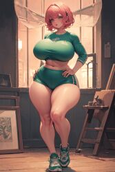 ai_generated big_ass big_breasts pink_hair rockie_art thick thick_hips thick_thighs