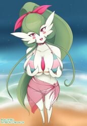 1girls bikini breast_grab breasts female female_only gardevoir generation_3_pokemon huge_breasts humanoid lalox nintendo no_humans pokémon_(species) pokemon pokemon_(species) ponytail solo solo_female