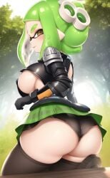 ai_generated ai_upscaled ass ass_focus big_ass big_breasts cephalopod female forest_background hentai_diffusion humanoid inkling inkling_girl leaning_on_object military military_uniform nintendo skirt smile smiling_at_viewer smirking smirking_at_viewer solo solo_female splatoon stable_diffusion upskirt