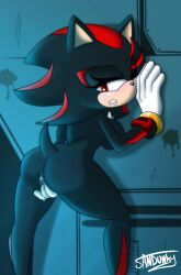 1girls against_wall anthro female fingering_self genderswap_(mtf) hedgehog masturbation mobian_(species) pussy pussy_juice rodent rule_63 sandunky shadow_the_hedgehog solo sonic_(series) sonic_the_hedgehog_(series)