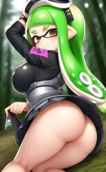 ai_generated ai_upscaled ass ass_view big_breasts cephalopod hentai_diffusion humanoid inkling inkling_girl military military_uniform nintendo no_panties no_pants skirt skirt_lift smile smiling_at_viewer smirking smirking_at_viewer solo solo_female splatoon stable_diffusion