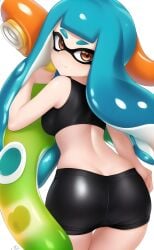 ai_generated ai_upscaled ass ass_cleavage bike_shorts butt_crack cephalopod clothed hentai_diffusion humanoid inkling inkling_girl looking_at_viewer nintendo solo solo_female splatoon stable_diffusion sweet