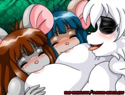 3girls anthro bear big_breasts blue_hair breast_play breast_sucking breasts brown_hair double_breast_sucking female female/female freckles giant_panda group hair lesbian lesbian_focus mammal milf murid murine rat rodent sucking sucking_huge_breast tongue tongue_out trio vanja younger_female yuri