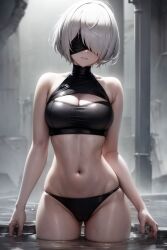 ai_generated bikini blindfold breasts nier:_automata shinshiai square_enix stable_diffusion thong_leotard underwear white_hair yorha_2b