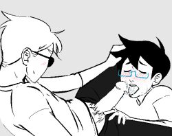 2boys animated animated_gif blowjob blowjob_face blush blush_lines blushing cum_in_mouth cum_on_tongue cum_string dark_hair dave_strider davefuckseverythingup erection gay gay_blowjob gif giving_head glasses going_down_on homestuck john_egbert light_hair male male/male male_only mouth_full_of_cock mouth_full_of_cum mouthful ms_paint_adventures oral oral_sex pants_open penis_out pubic_hair retracted_foreskin sucking_off tears tears_of_pleasure yaoi