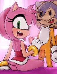 1boy 1boy1girl 1girls age_difference amy_rose boots exposed_torso footwear gloved_handjob gloves handjob handwear identity_theft impersonation loodncrood mistaken_identity older_female sega sonic_(series) sonic_the_hedgehog_(series) tagme tails tails_the_fox tricked_into_blowjob tricked_into_sex younger_male