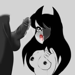 bendy bendy_and_the_ink_machine bendy_fem cock_worship cum_in_mouth cum_on_face demon_girl female oc oral_sex susie_campbell twisted_alice