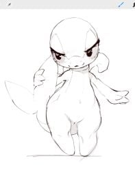 3_fingers anthro azre biped eyelashes female fingers generation_5_pokemon genitals hi_res holding_tail leaf_tail navel nintendo pokemon pokemon_(species) procreate pussy slit smile snivy solo standing tail