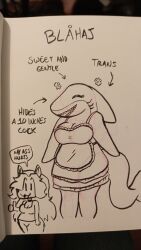 anthro big_breasts breasts female furry gynomorph shark sketch tagme traditional_media_(artwork) typhmom