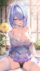 1girls bare_shoulders big_breasts black_panties blue_hair blue_nails blush cleavage dragon_girl dragon_wings elira_pendora elira_pendora_(2nd_costume) exposed_panties exposed_shoulders hair_covering_eye hair_over_one_eye hair_wings head_wings heart-shaped_pupils hi_res highres hypnosis hypnosis_coin kimono large_breasts legs_apart legs_spread legwear mind_control mole mole_on_chest nail_polish nijisanji nijisanji_en oerba_yun_fang one_eye_covered one_eye_obstructed open_mouth panties pantyshot pendulum question_mark ruru_nnnn short_hair solo solo_female solo_focus spread_legs stockings sweat sweating swinging_pendulum thigh_squish thigh_strap thighhighs virtual_youtuber white_legwear x_hair_ornament yukata