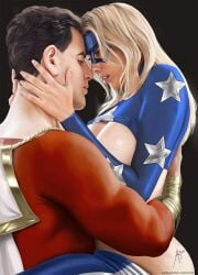 1boy 1boy1girl 1girls arion69 billy_batson black_hair blonde_hair cape courtney_whitmore dc dc_comics duo female justice_society_of_america male male/female older_woman_and_younger_boy shazam shazam_(series) stargirl straight straight_hair superhero superheroine