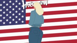 1girls american_flag animated facing_viewer flag jiggling_ass kim_kardashian pulling_down_pants showing_ass solo