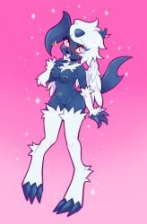 <3_eyes 2022 absol absurd_res ahe_gao anonymous_artist anthro belly big_claws black_body breasts claws digital_media_(artwork) digitigrade fan_character female fluffy fur generation_3_pokemon genitals hair heart hi_res long_hair looking_at_viewer looking_pleasured medium_breasts navel navel_piercing neck_tuft nintendo nipple_piercing nipples petite piercing pokemon pokemon_(species) pussy solo sparkles standing tuft white_body white_fur