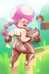 1girls ass big_ass big_nipples blush blushing bodysuit bouncing_breasts box_chan breasts curvaceous curvy embarrassed embarrassed_nude_female enf female female_only fishnet_bodysuit fishnets huge_breasts long_breasts mario_(series) mushroom naked nintendo nipples nude outdoors pink_hair power_up puffy_nipples running shortstack solo super_mario_bros. super_mushroom swinging_breasts thick_ass thick_thighs toadette