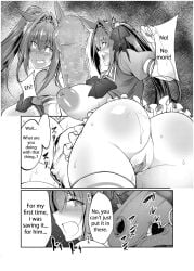 big_breasts big_nipples blush breasts comic cute_fang daiwa_scarlet_(umamusume) doujinshi english english_text equid equine half-closed_eyes hanging_breasts horse inverted_nipples japanese_text nipples pussy sagging_breasts saggy_breasts screaming sweat tenzen_miyabi umamusume zoophilia