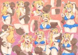 1boy 1girls armpit_fetish armpit_licking armpits ass ass_grab bikini blonde_hair breast_sucking breastfeeding cum dark-skinned_male dark_skin french_kiss galko interracial ivancyxic kissing light-skinned_female light_skin long_hair oshiete!_galko-chan swimsuit thigh_sex