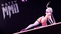 3d armwear big_breasts bikini_tan bunny_ears headphones high_heels micro_bikini mmd original_character pink_hair ratzy thighhighs