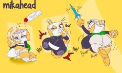 big_butt big_muscles black_eyes cum cup cuphead cuphead_(game) mikahead_(character)