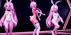 3d 3girls animated armwear big_breasts bikini_tan blue_eyes bowtie bunny_ears bunnysuit detached_cuffs emotionless female glasses long_hair micro_bikini mmd mp4 music pink_hair pubic_tattoo ratzy small_breasts sound tagme thighhighs video