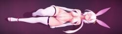 3d armwear big_breasts bikini_tan bunny_ears closed_eyes glasses long_hair micro_bikini mmd pink_hair pubic_tattoo ratzy thighhighs