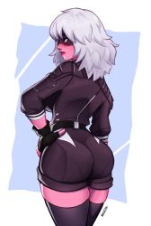 1girls big_ass big_butt female_only fortnite fortnite:_battle_royale grey_hair harlowe_(fortnite) magaska19 non-nude pink_body pink_skin solo solo_female